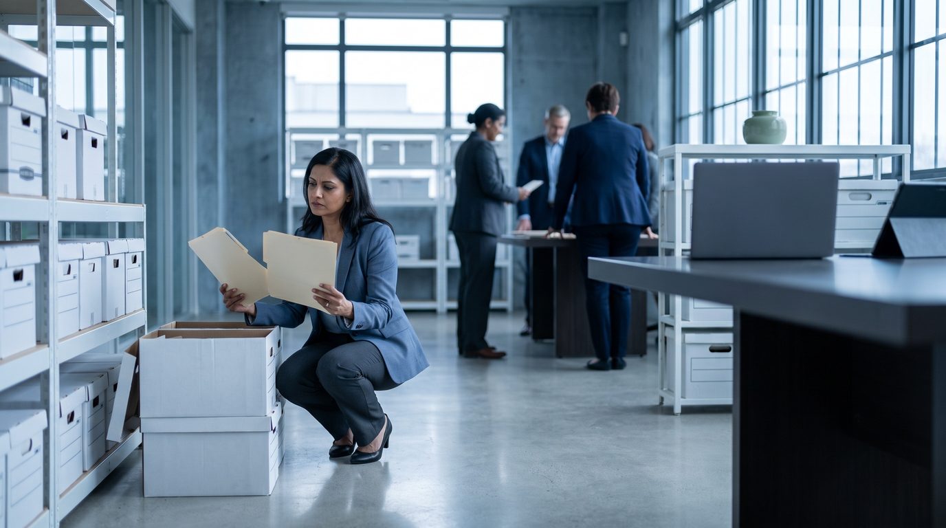 A data manager finding a problem inside an archive box