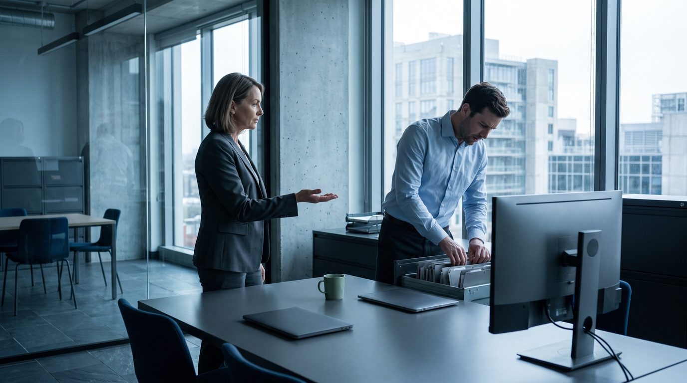 An auditor asking a finance manager for evidence